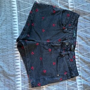 Wild Fable Black Denim Jeans with Red cherries Embroidery